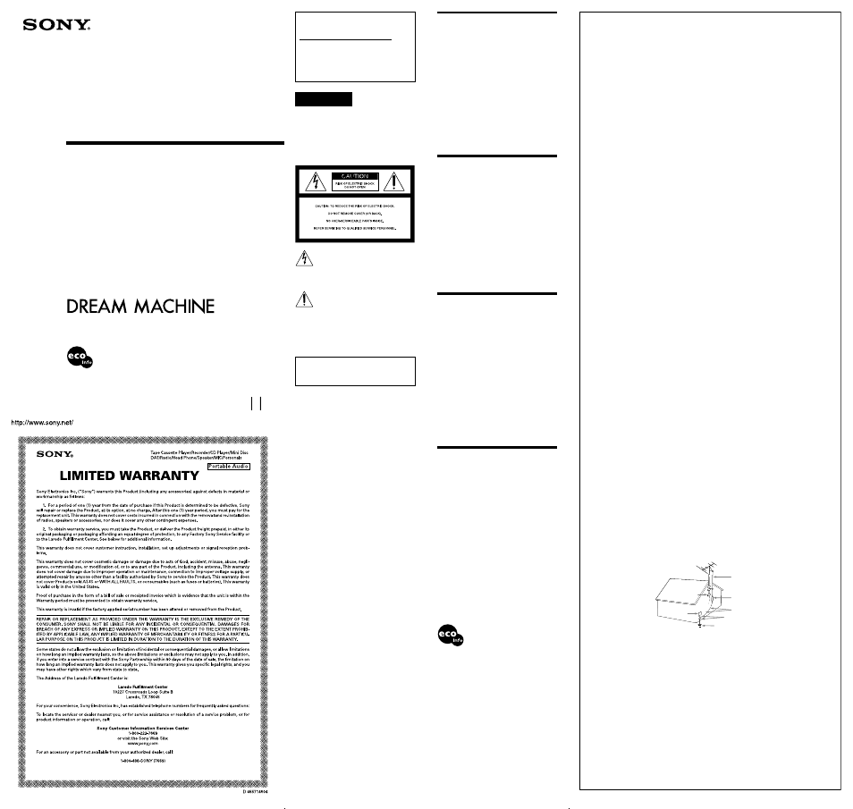 Sony ICF-C273 User Manual | 2 pages