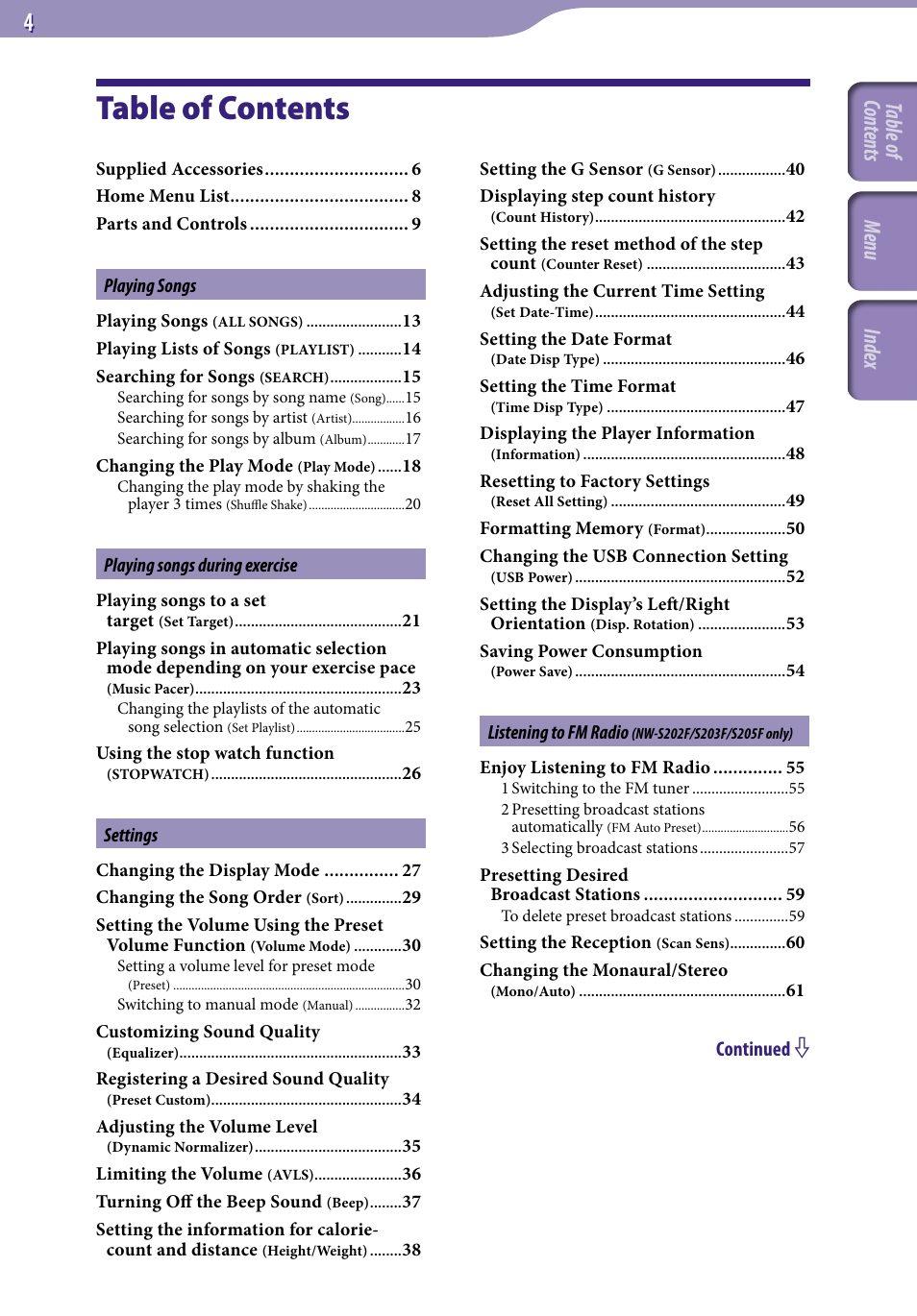 Sony NW-S203F User Manual | Page 4 / 93