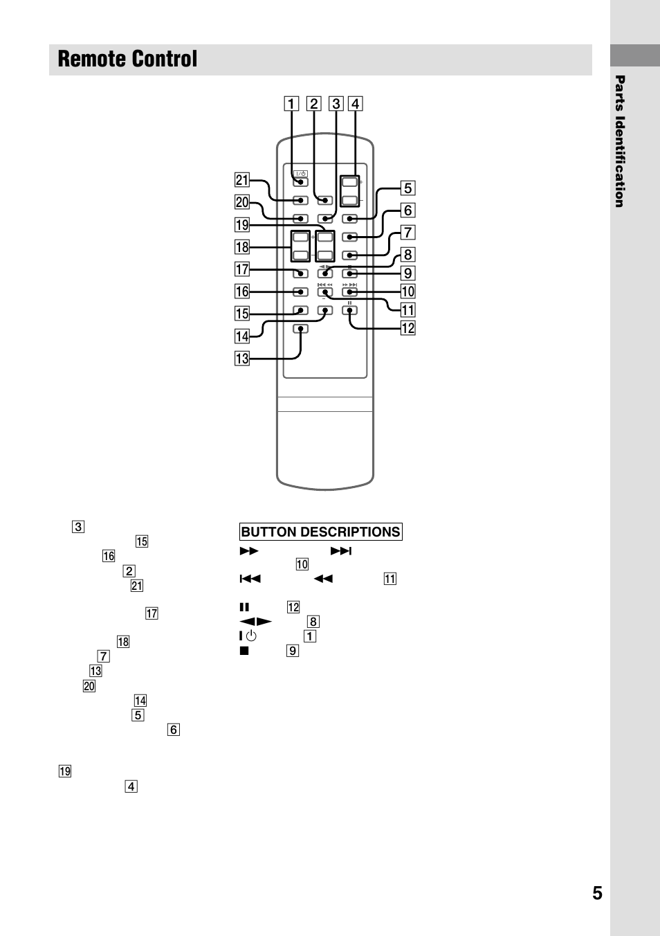 Remote control | Sony CMT-EP50 User Manual | Page 5 / 24