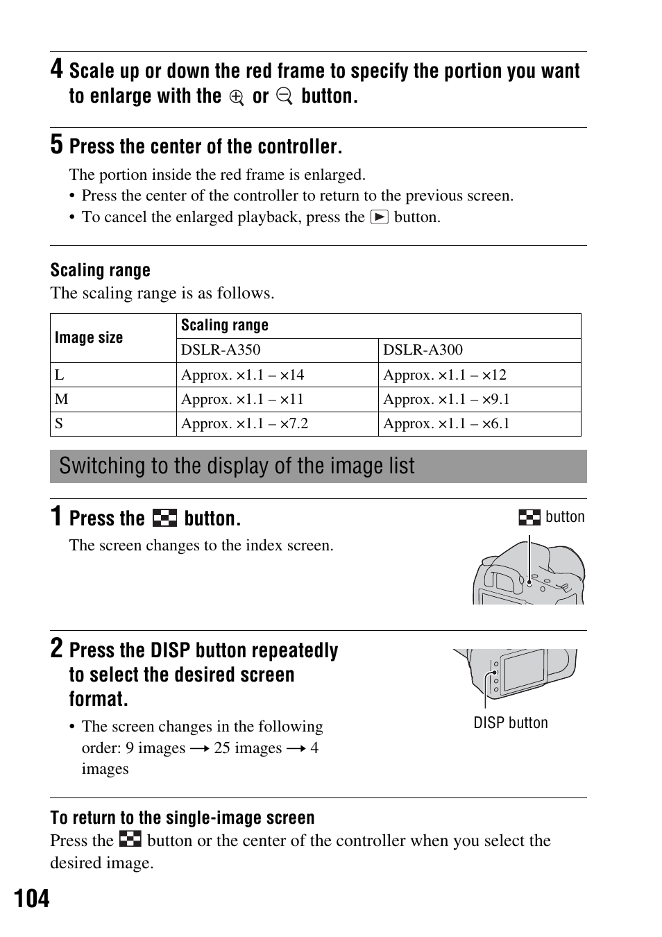 Switching to the display of the image list | Sony 3-287-969-15 (1) User Manual | Page 104 / 167