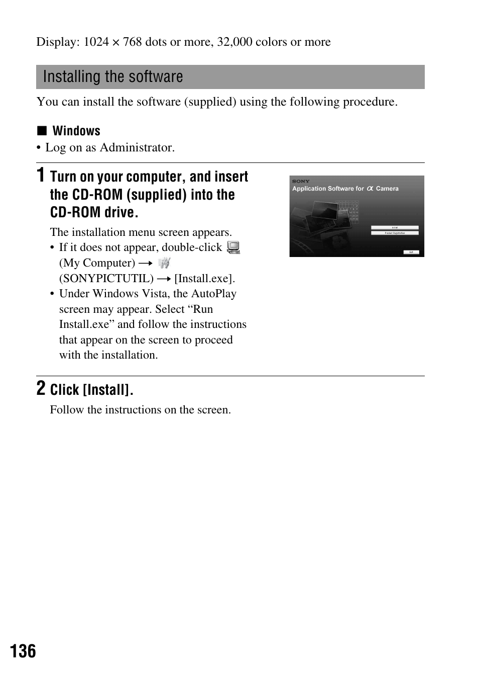 Installing the software | Sony 3-287-969-15 (1) User Manual | Page 136 / 167