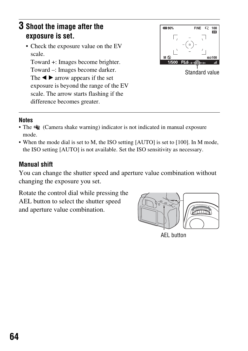 N (64, Shoot the image after the exposure is set | Sony 3-287-969-15 (1) User Manual | Page 64 / 167