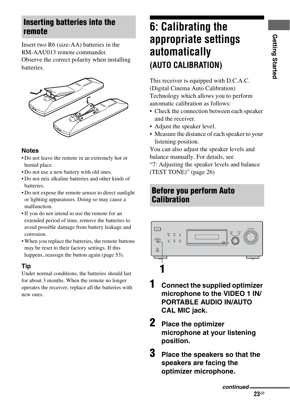 Calibrating the appropriate settings, Automatically (auto calibration), Calibrating the appropriate settings automatically | Auto calibration) | Sony HT-DDW685 User Manual | Page 23 / 64