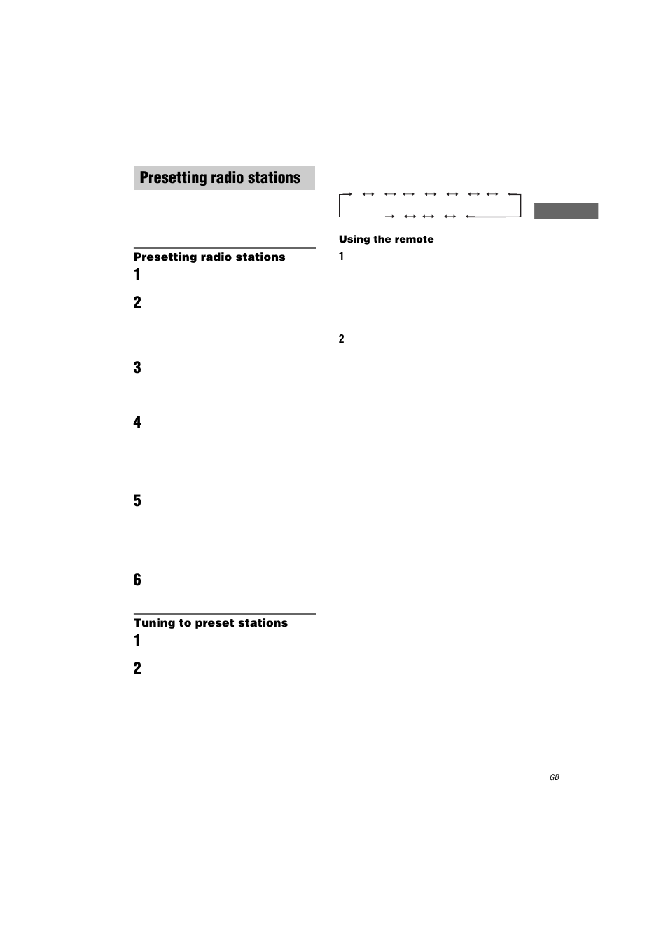 Presetting radio stations, 1 rotate input selector to select “fm” or “am, 3 press memory/enter | 5 press memory/enter again, 6 repeat steps 2 to 5 to preset another station, Tuning to preset stations, Using the remote, E, see “presetting radio stations, See “tuning, To preset stations | Sony STR-DA2000ES User Manual | Page 27 / 60