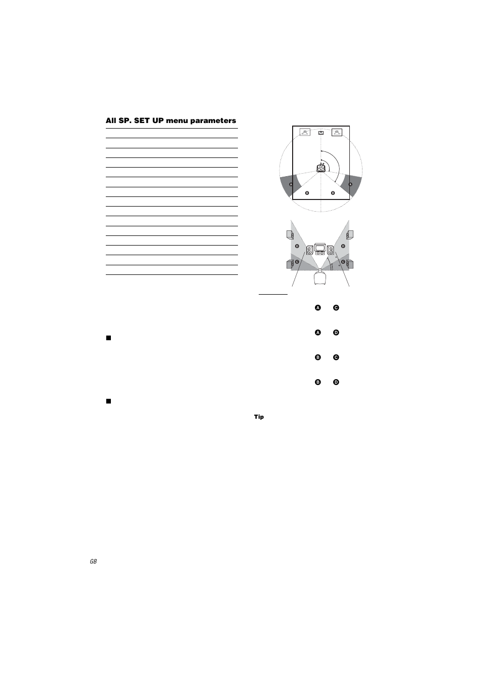 All sp. set up menu parameters | Sony STR-DA2000ES User Manual | Page 42 / 60