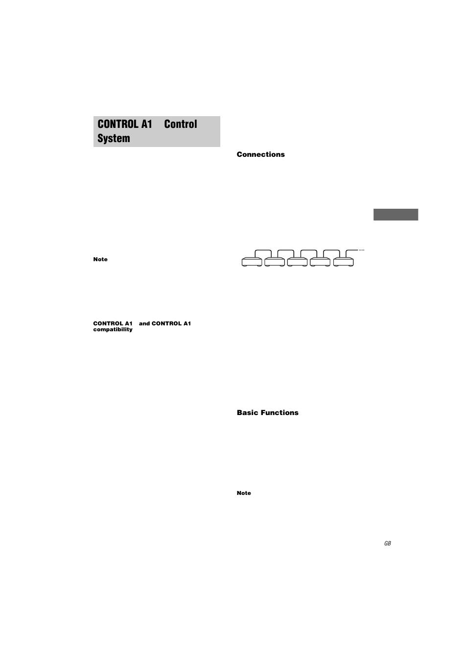 Control a1ii control system, Note, Control a1ii and control a1 compatibility | Connections, Basic functions, Control a1 | Sony STR-DA2000ES User Manual | Page 49 / 60