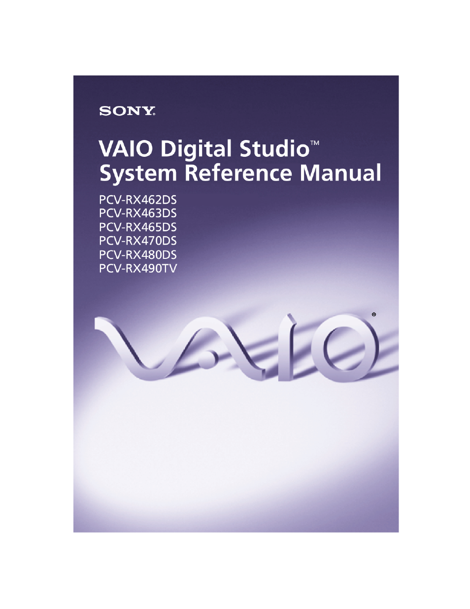 Sony PCV-RX480DS User Manual | 134 pages