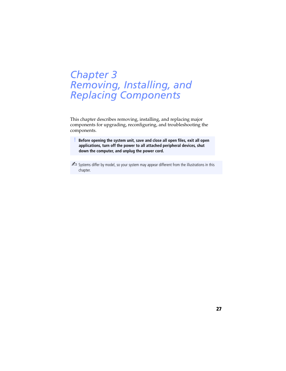 Removing, installing, and replacing components | Sony PCV-RX480DS User Manual | Page 41 / 134