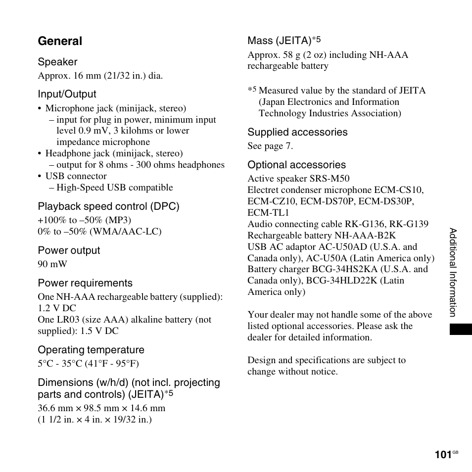 General | Sony ICD-UX300F User Manual | Page 101 / 124