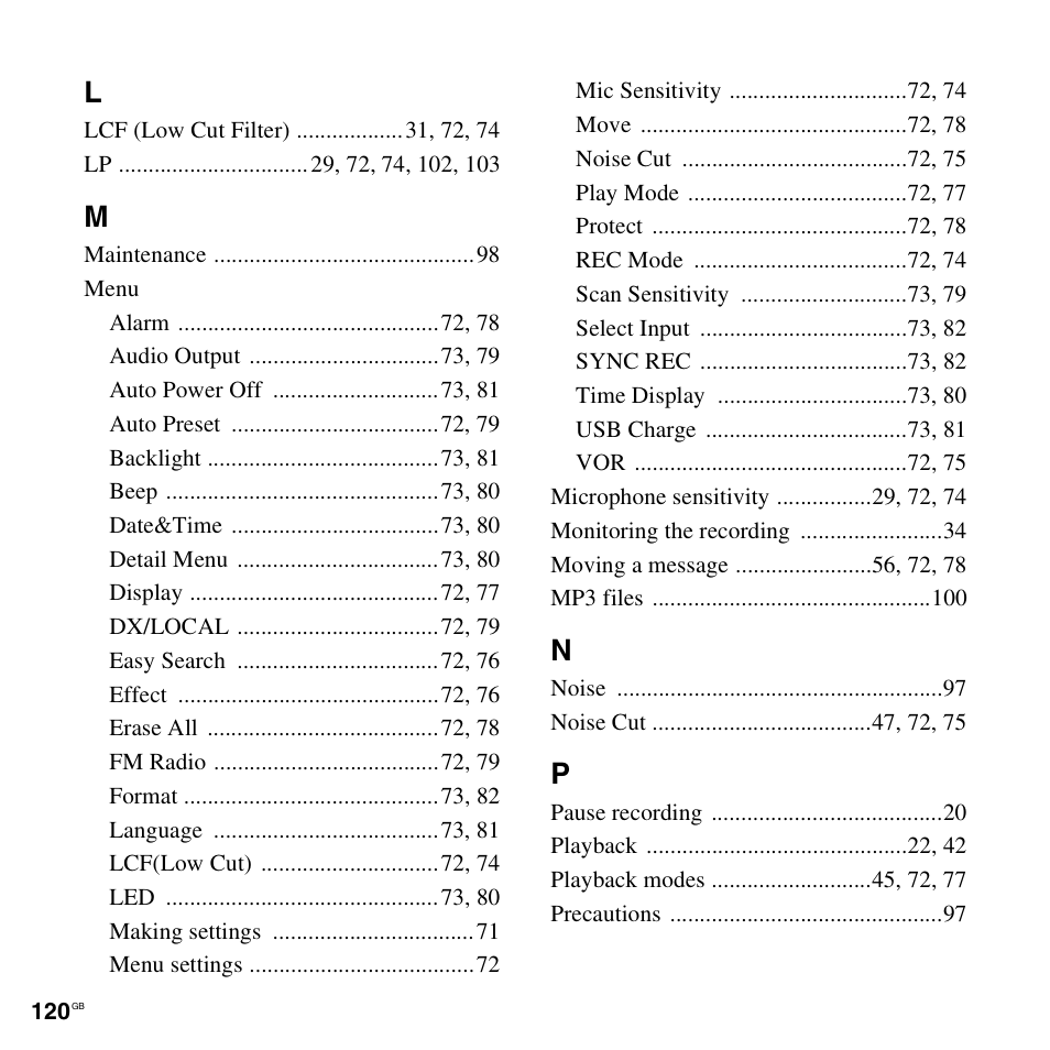 Sony ICD-UX300F User Manual | Page 120 / 124