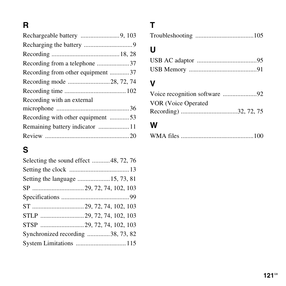 Sony ICD-UX300F User Manual | Page 121 / 124