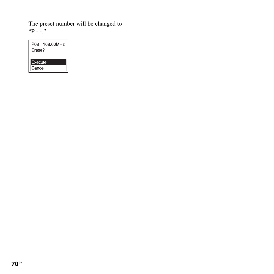 The preset number will be changed to “p | Sony ICD-UX300F User Manual | Page 70 / 124