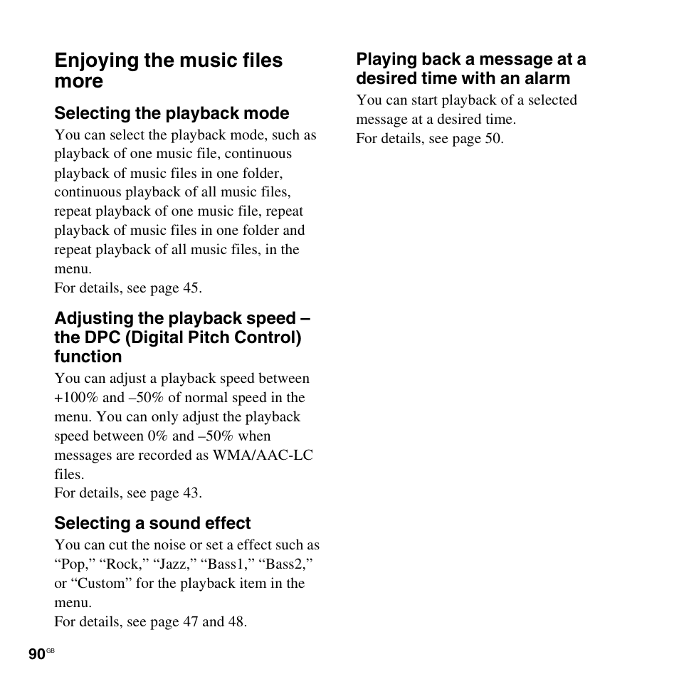 Enjoying the music files more | Sony ICD-UX300F User Manual | Page 90 / 124