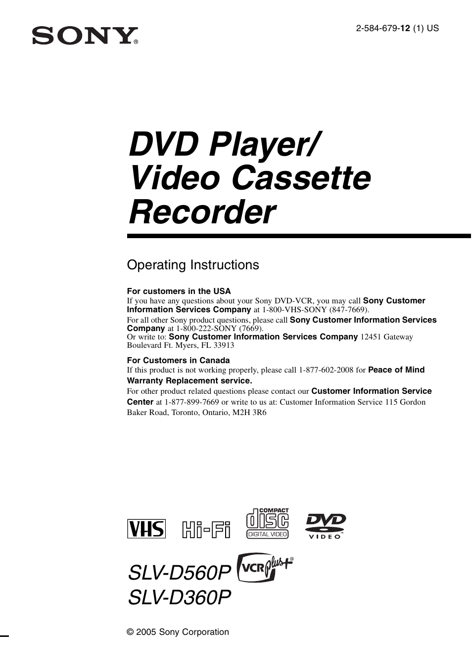 Sony SLV-D360P User Manual | 128 pages