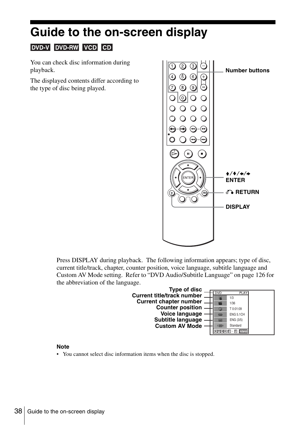 Guide to the on-screen display | Sony SLV-D360P User Manual | Page 38 / 128