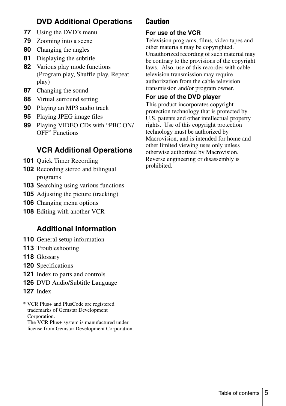 Sony SLV-D360P User Manual | Page 5 / 128