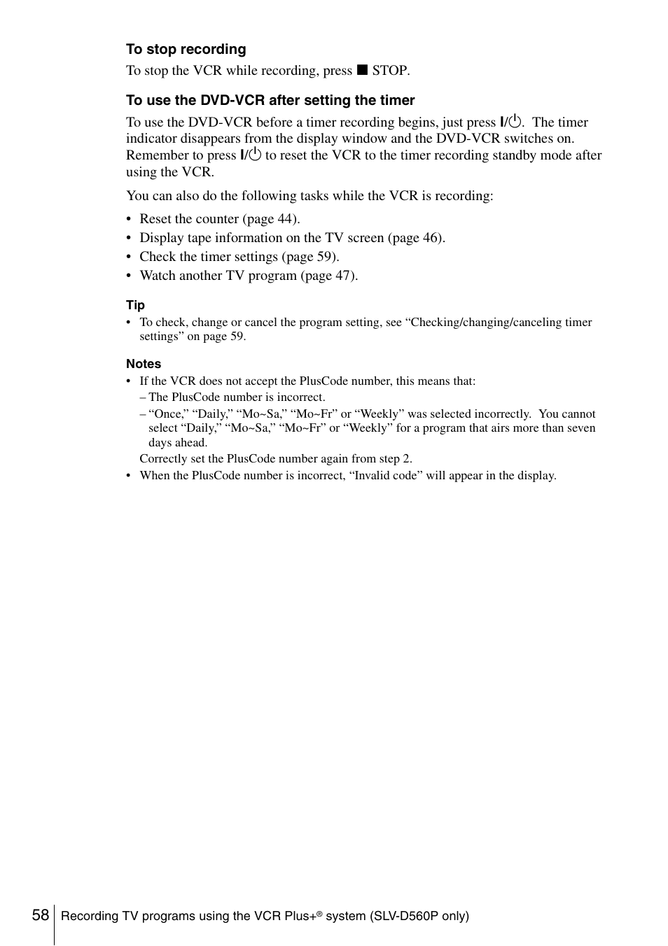 Sony SLV-D360P User Manual | Page 58 / 128
