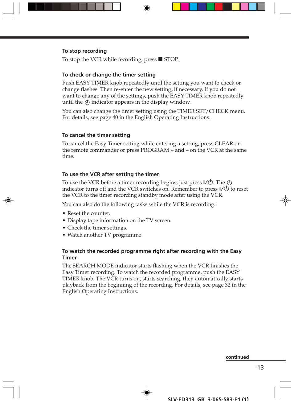 Sony SLV-ED313 User Manual | Page 13 / 20