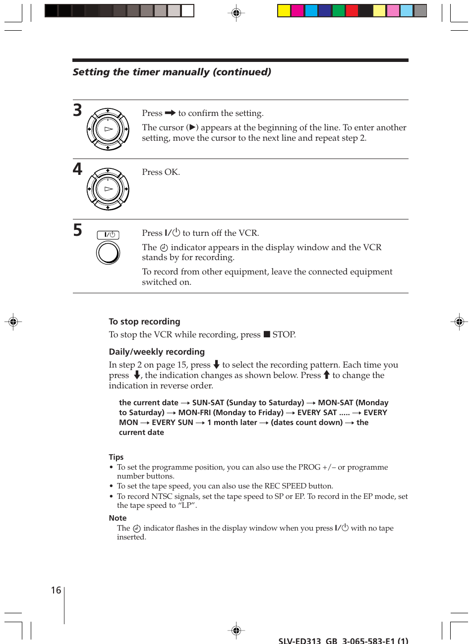 Sony SLV-ED313 User Manual | Page 16 / 20