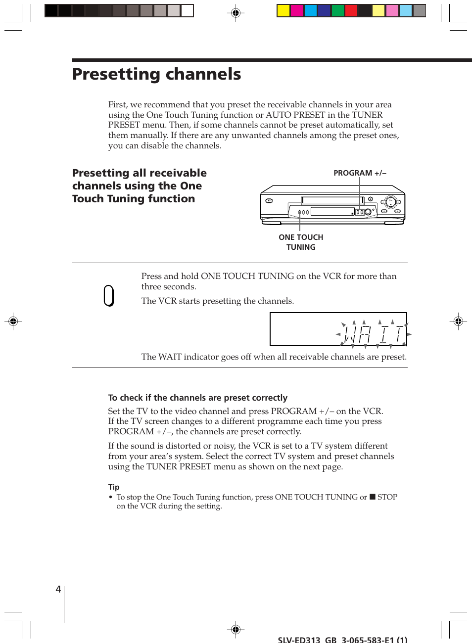 Presetting channels | Sony SLV-ED313 User Manual | Page 4 / 20
