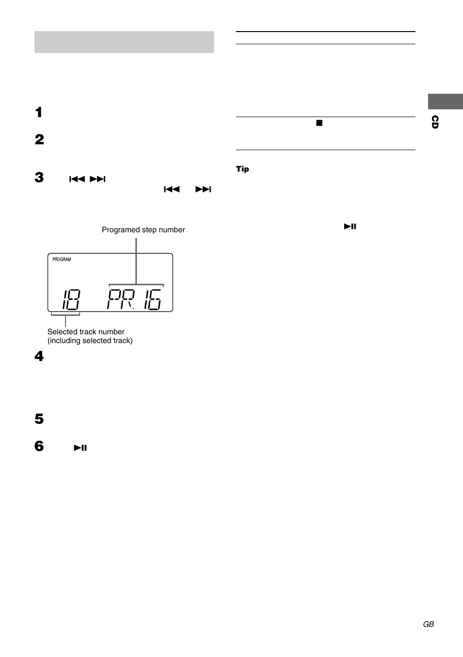Programing the cd tracks — program play, Programing the cd tracks | Sony CMT-EP303 User Manual | Page 9 / 20