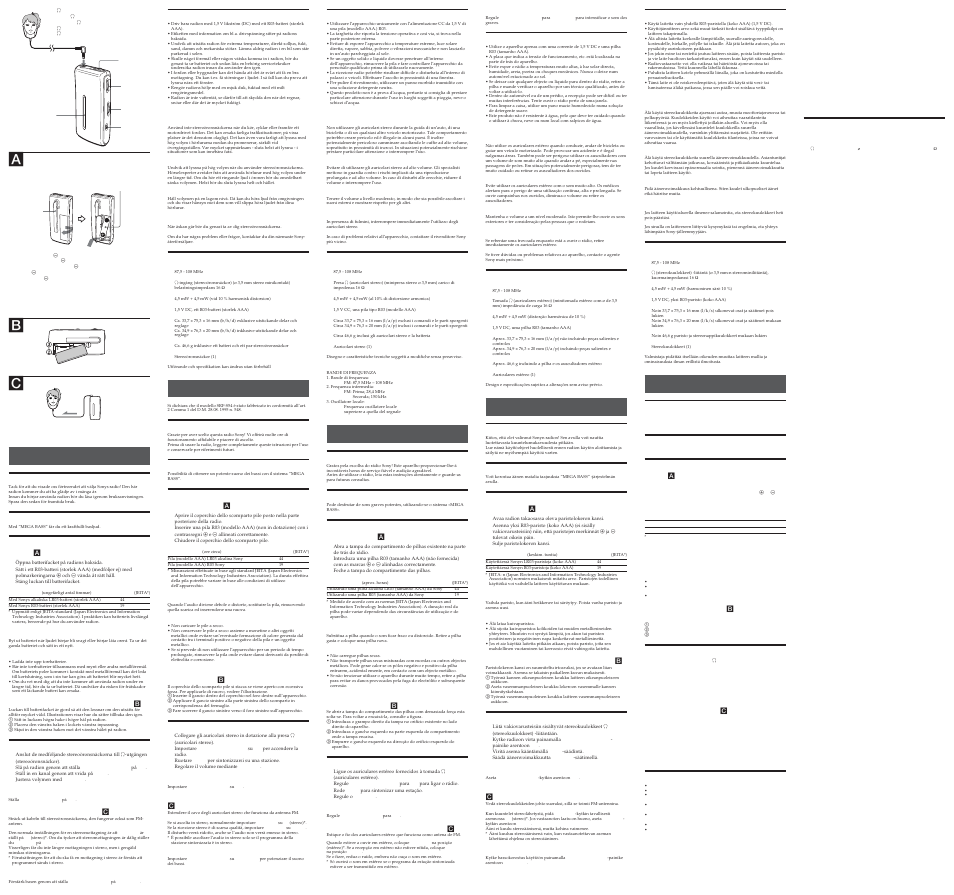 Sony SRF-S54 User Manual | Page 2 / 2