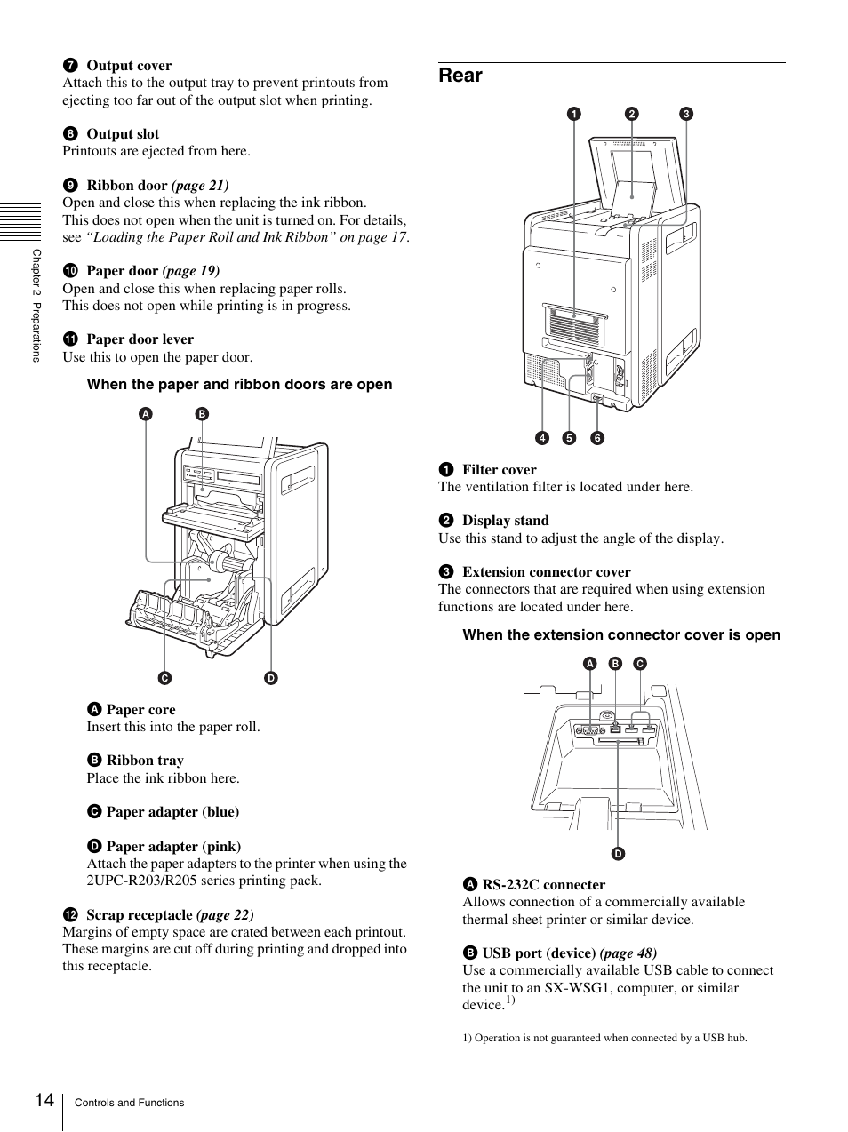 Rear | Sony UP-CR20L User Manual | Page 14 / 82