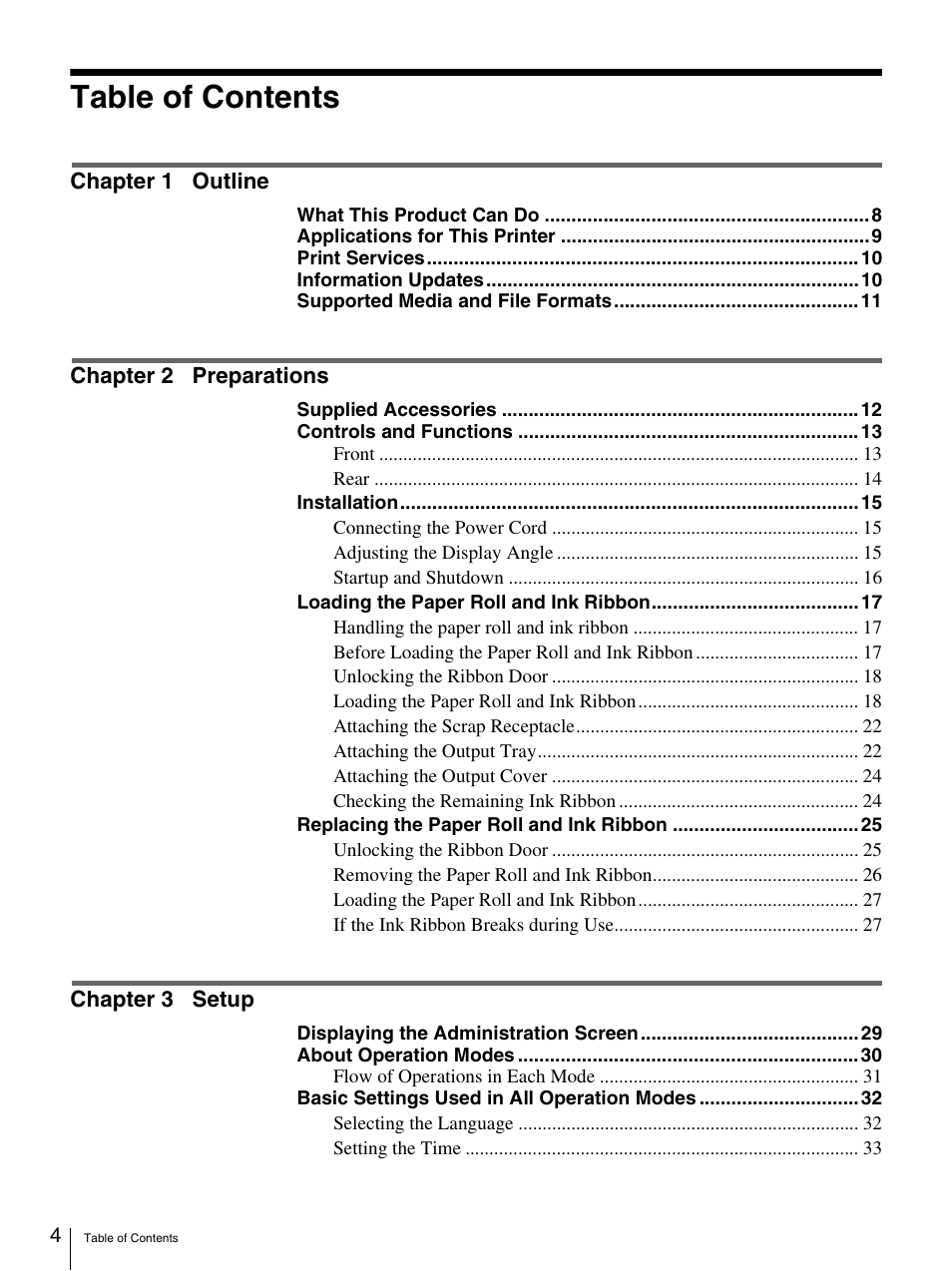 Sony UP-CR20L User Manual | Page 4 / 82