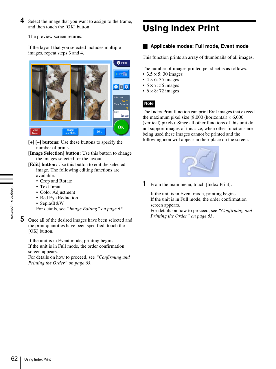 Using index print | Sony UP-CR20L User Manual | Page 62 / 82