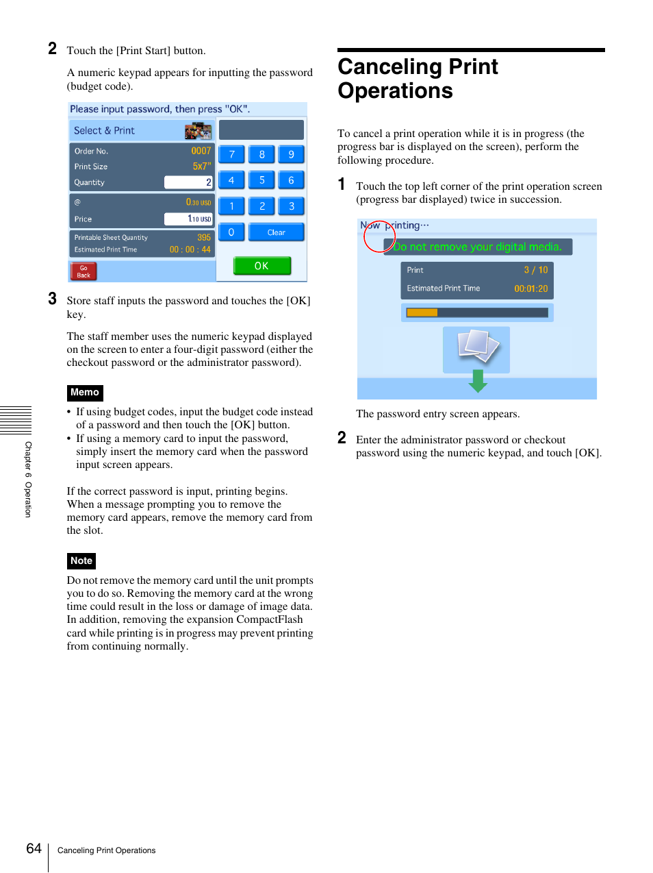 Canceling print operations | Sony UP-CR20L User Manual | Page 64 / 82