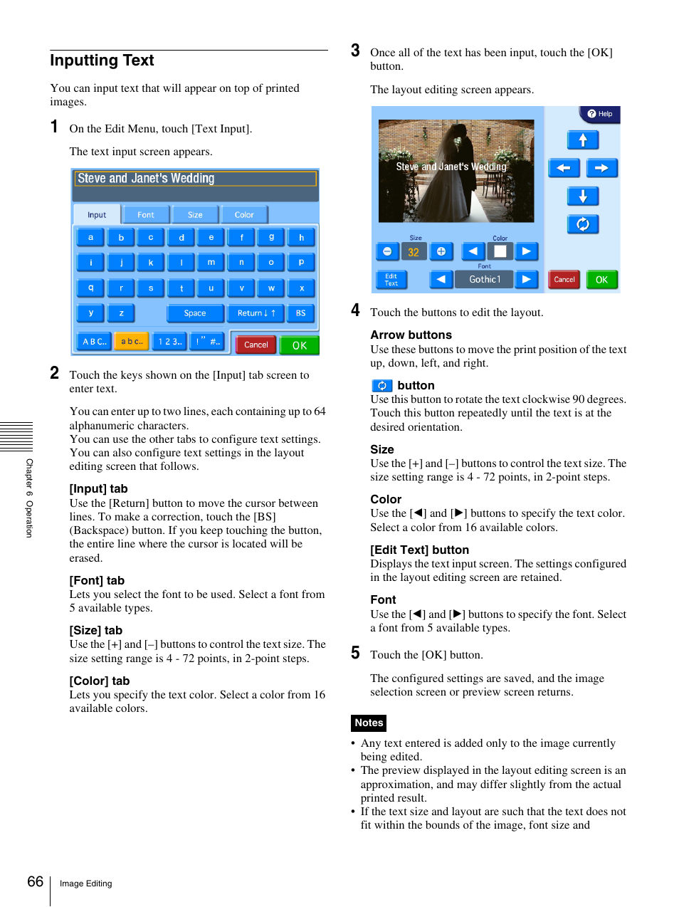 Inputting text | Sony UP-CR20L User Manual | Page 66 / 82