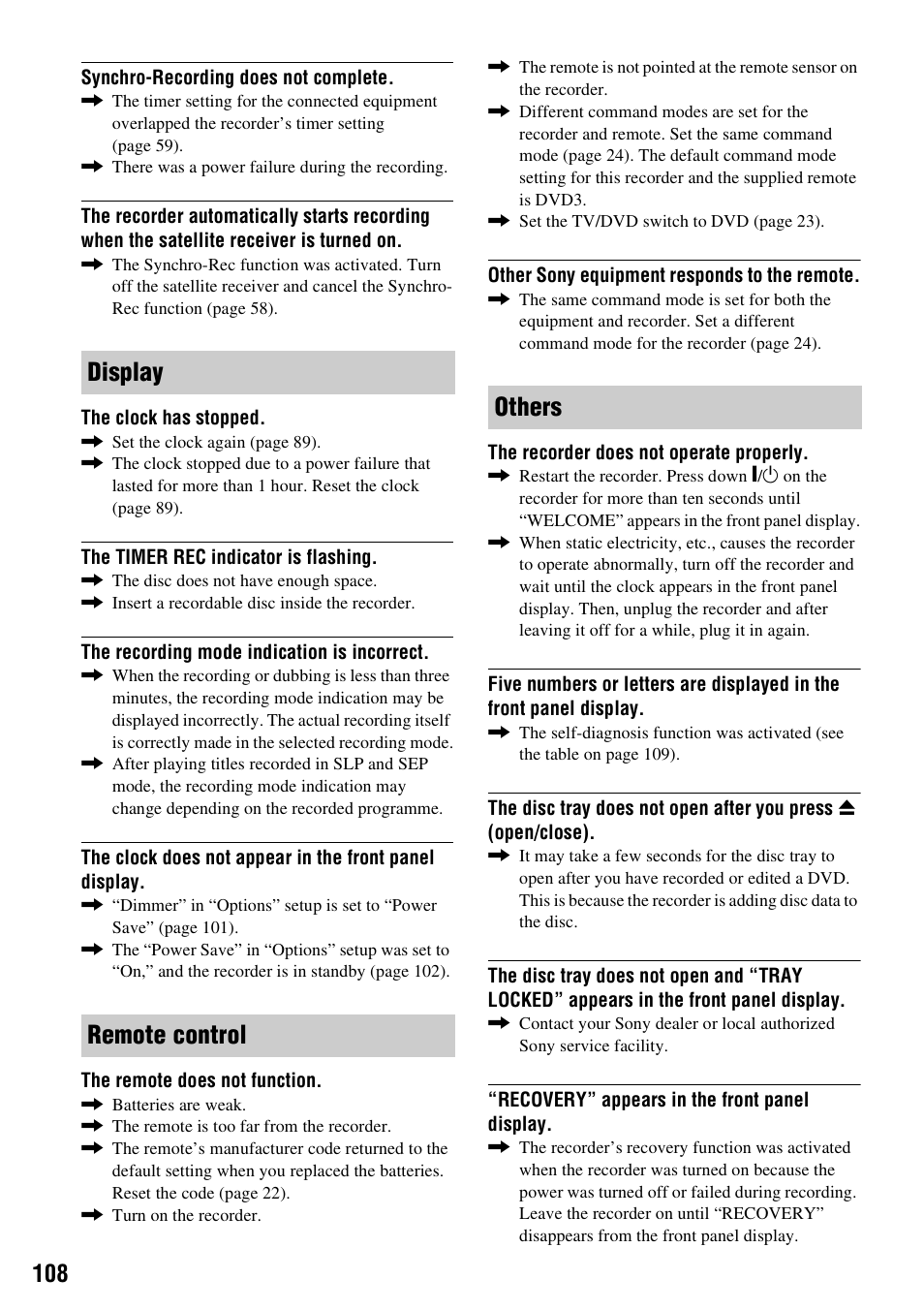 Display remote control others | Sony RDR-HXD910 User Manual | Page 108 / 124
