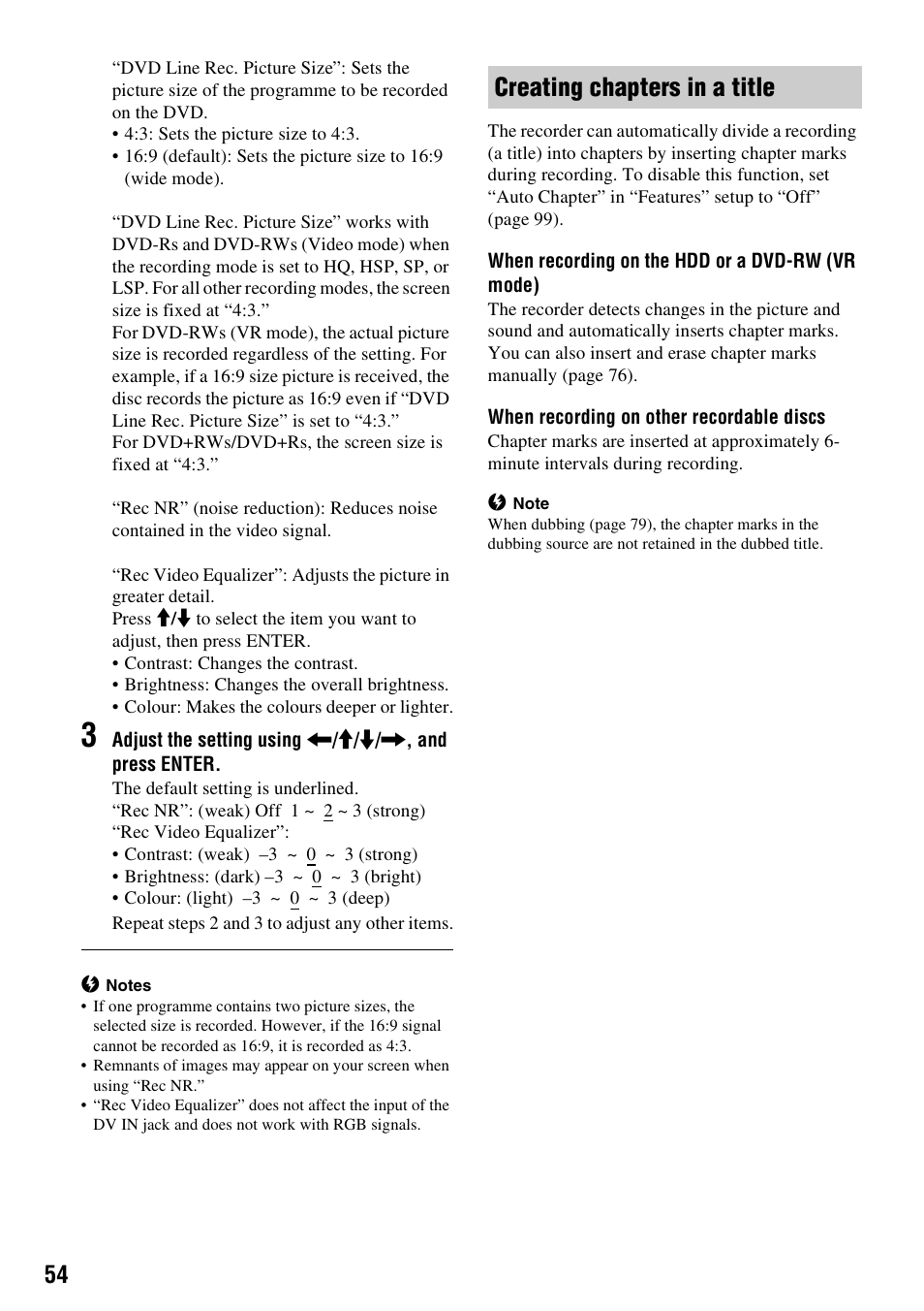 Creating chapters in a title | Sony RDR-HXD910 User Manual | Page 54 / 124