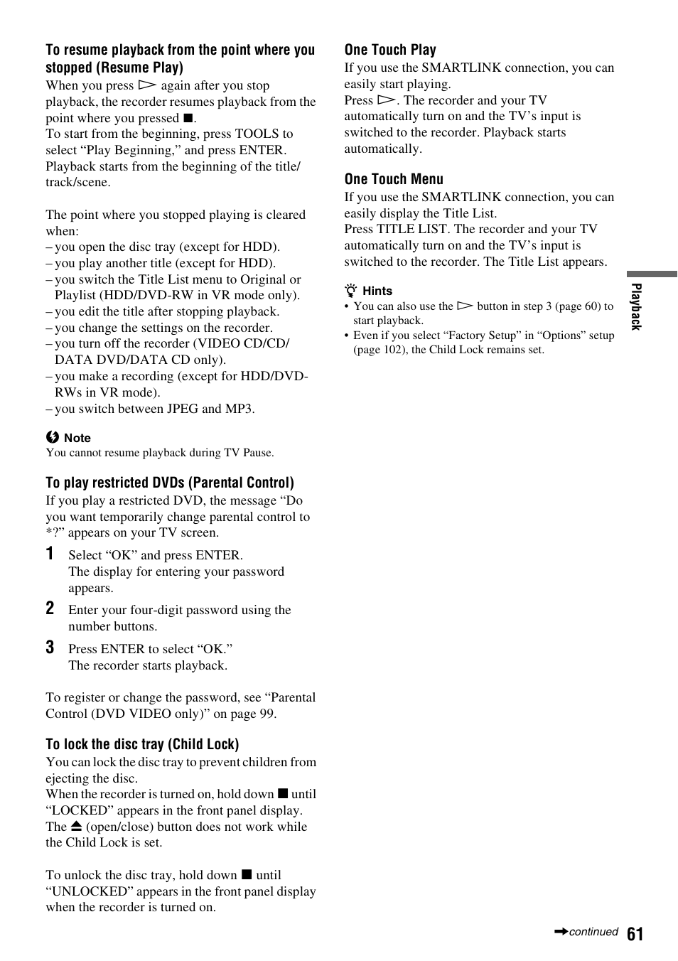 Sony RDR-HXD910 User Manual | Page 61 / 124