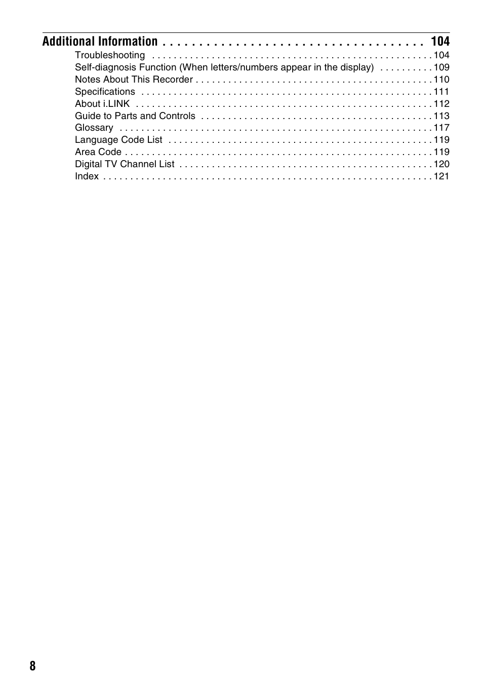 Sony RDR-HXD910 User Manual | Page 8 / 124