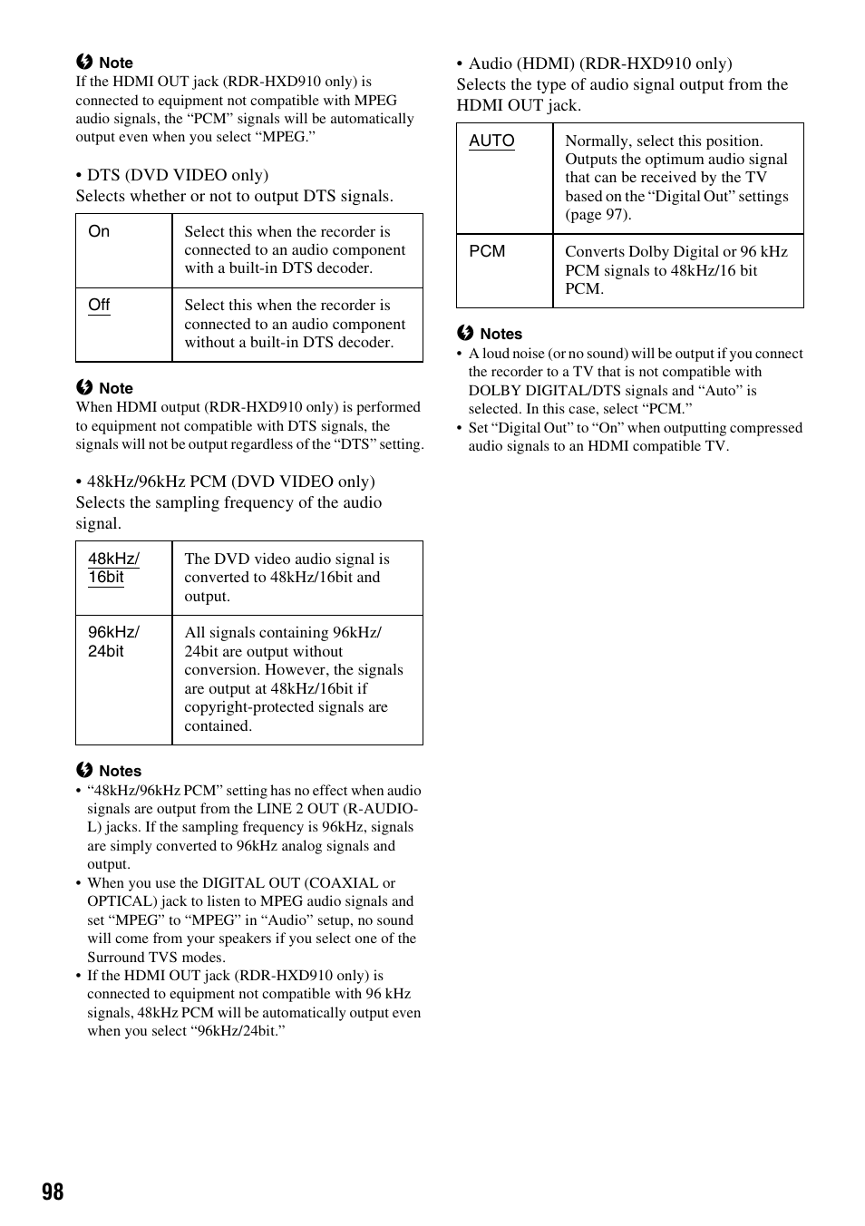 Sony RDR-HXD910 User Manual | Page 98 / 124