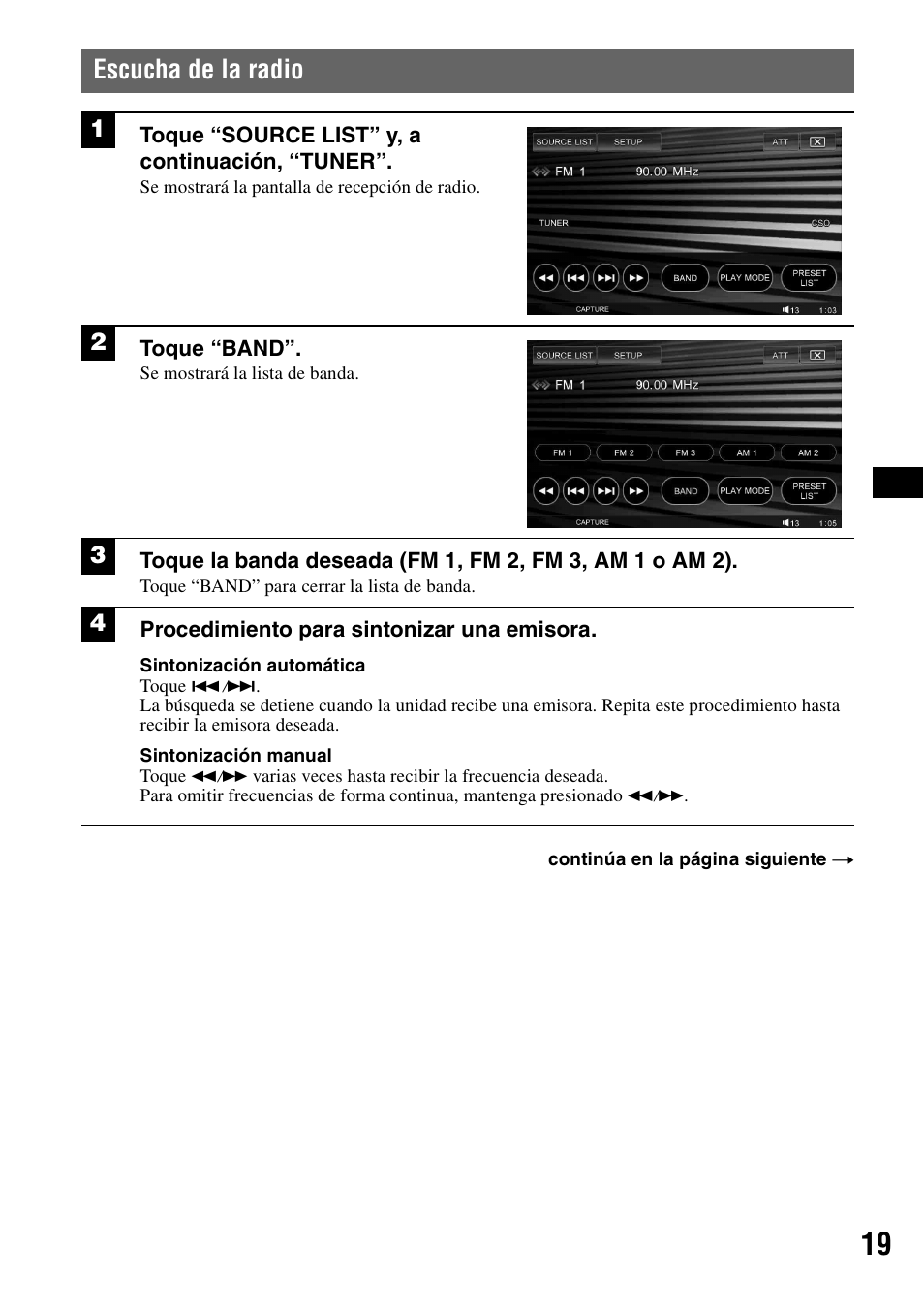 Escucha de la radio | Sony XAV-W1 User Manual | Page 145 / 196