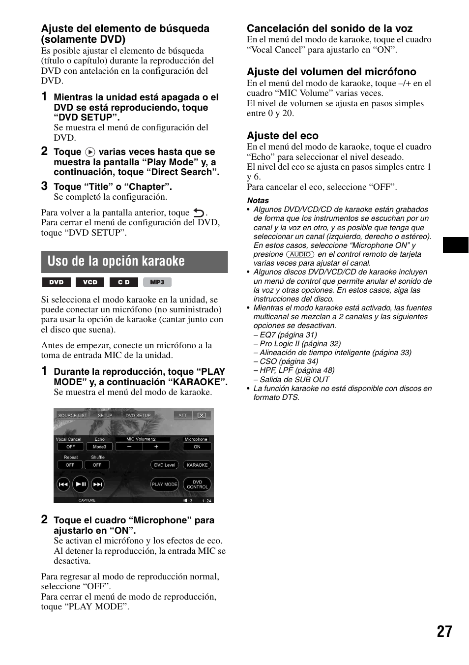 Uso de la opción karaoke | Sony XAV-W1 User Manual | Page 153 / 196