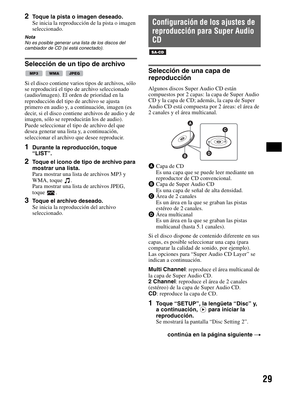 Selección de un tipo de archivo, Selección de una capa de reproducción | Sony XAV-W1 User Manual | Page 155 / 196