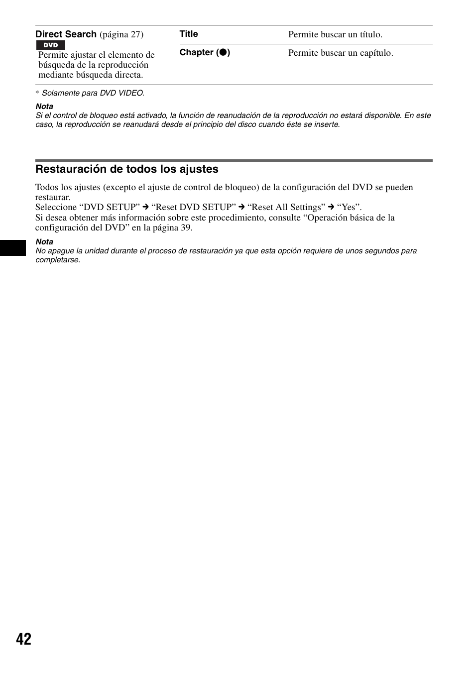 Restauración de todos los ajustes | Sony XAV-W1 User Manual | Page 168 / 196