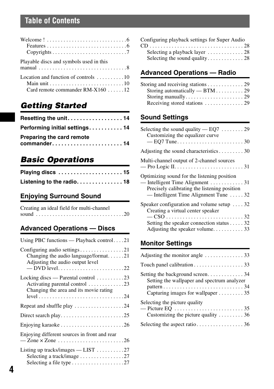 Sony XAV-W1 User Manual | Page 4 / 196