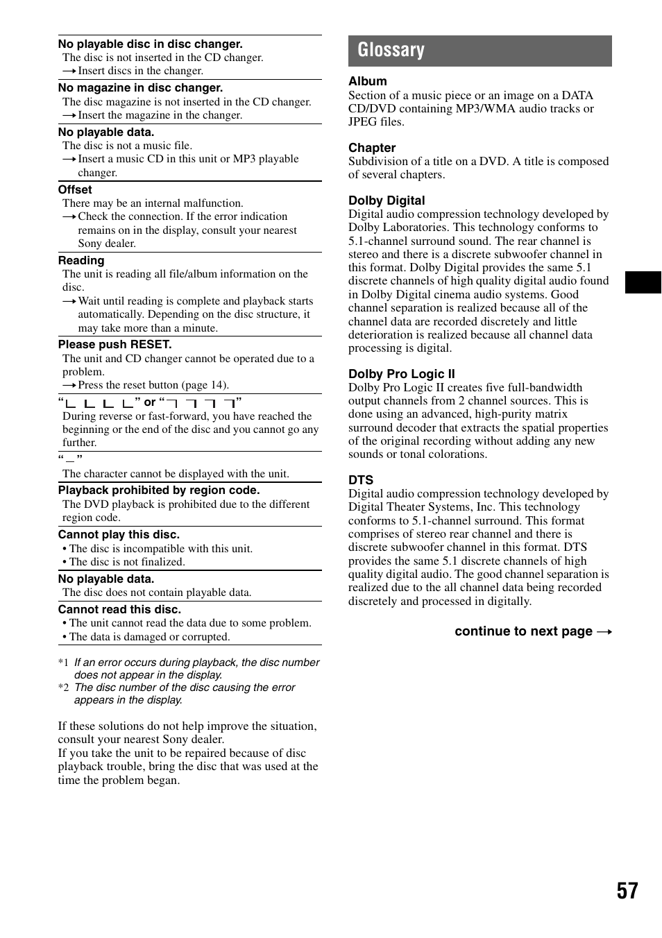 Glossary | Sony XAV-W1 User Manual | Page 57 / 196