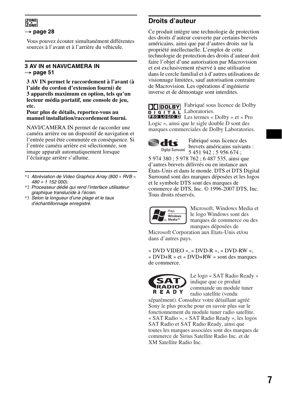 Droits d’auteur | Sony XAV-W1 User Manual | Page 67 / 196