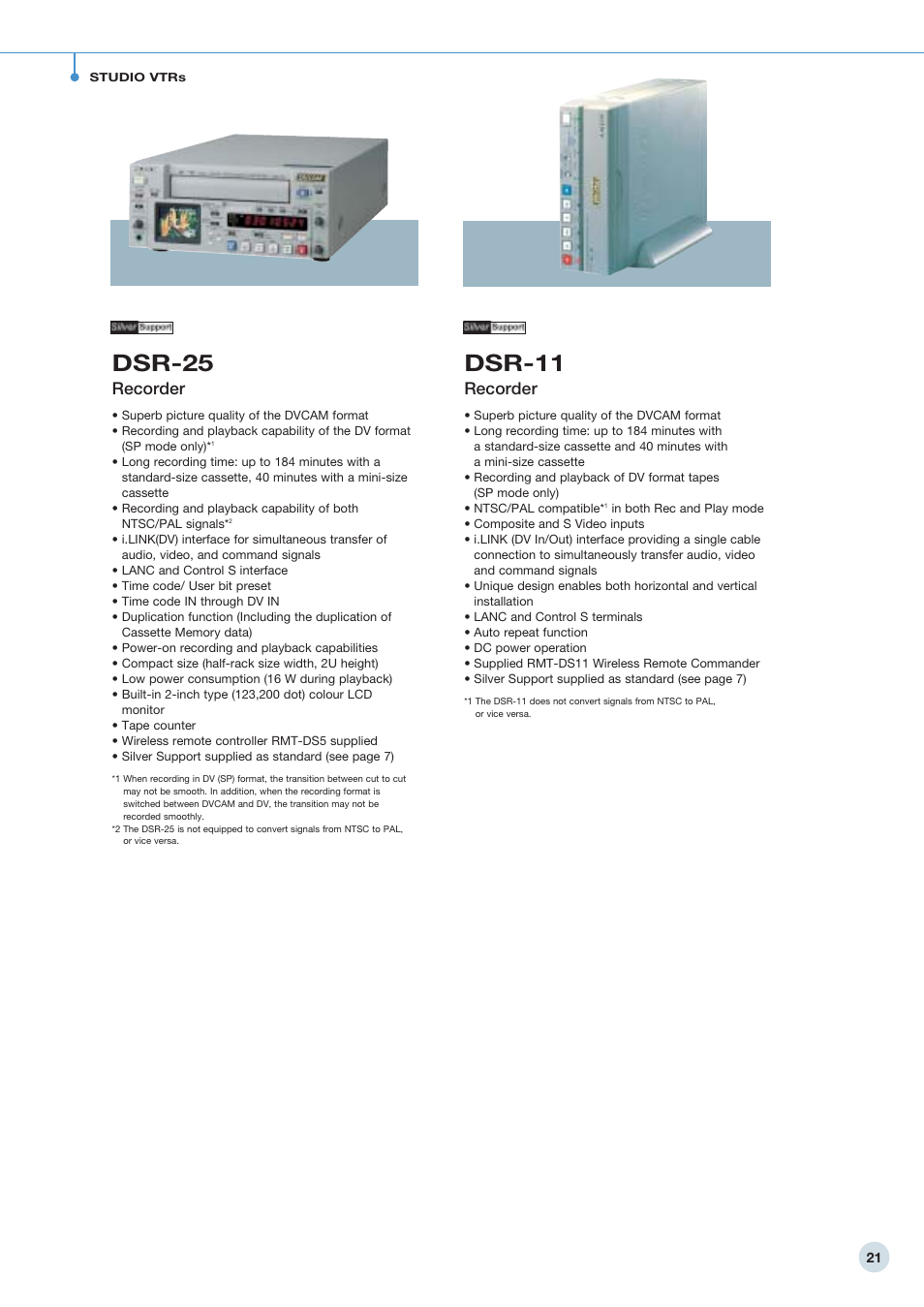 Dsr-25, Dsr-11, Recorder | Sony 798 MHz to 822 MHz User Manual | Page 21 / 48