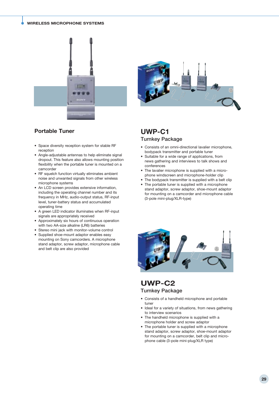 Uwp-c1, Uwp-c2, Portable tuner | Turnkey package | Sony 798 MHz to 822 MHz User Manual | Page 29 / 48