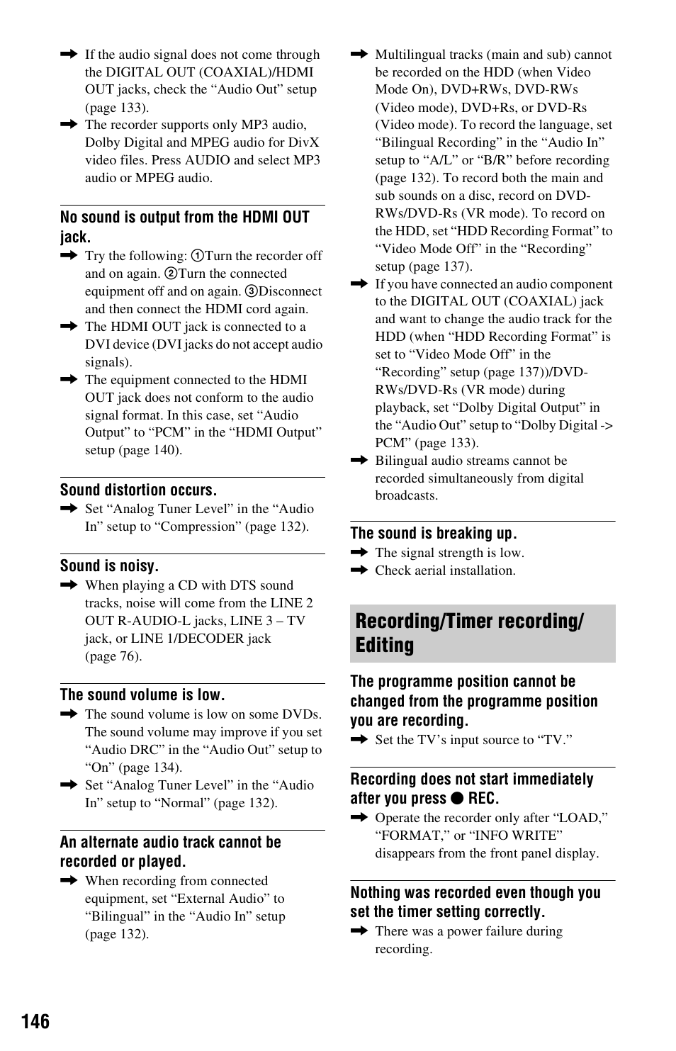Recording/timer recording/ editing | Sony RDR-HXD790 User Manual | Page 146 / 168