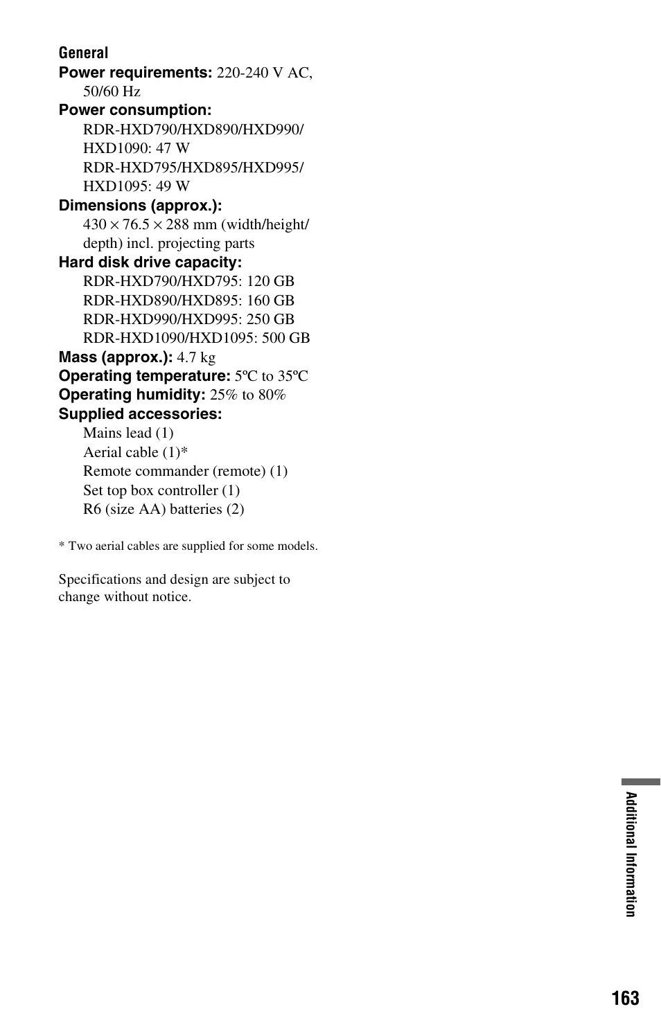 Sony RDR-HXD790 User Manual | Page 163 / 168