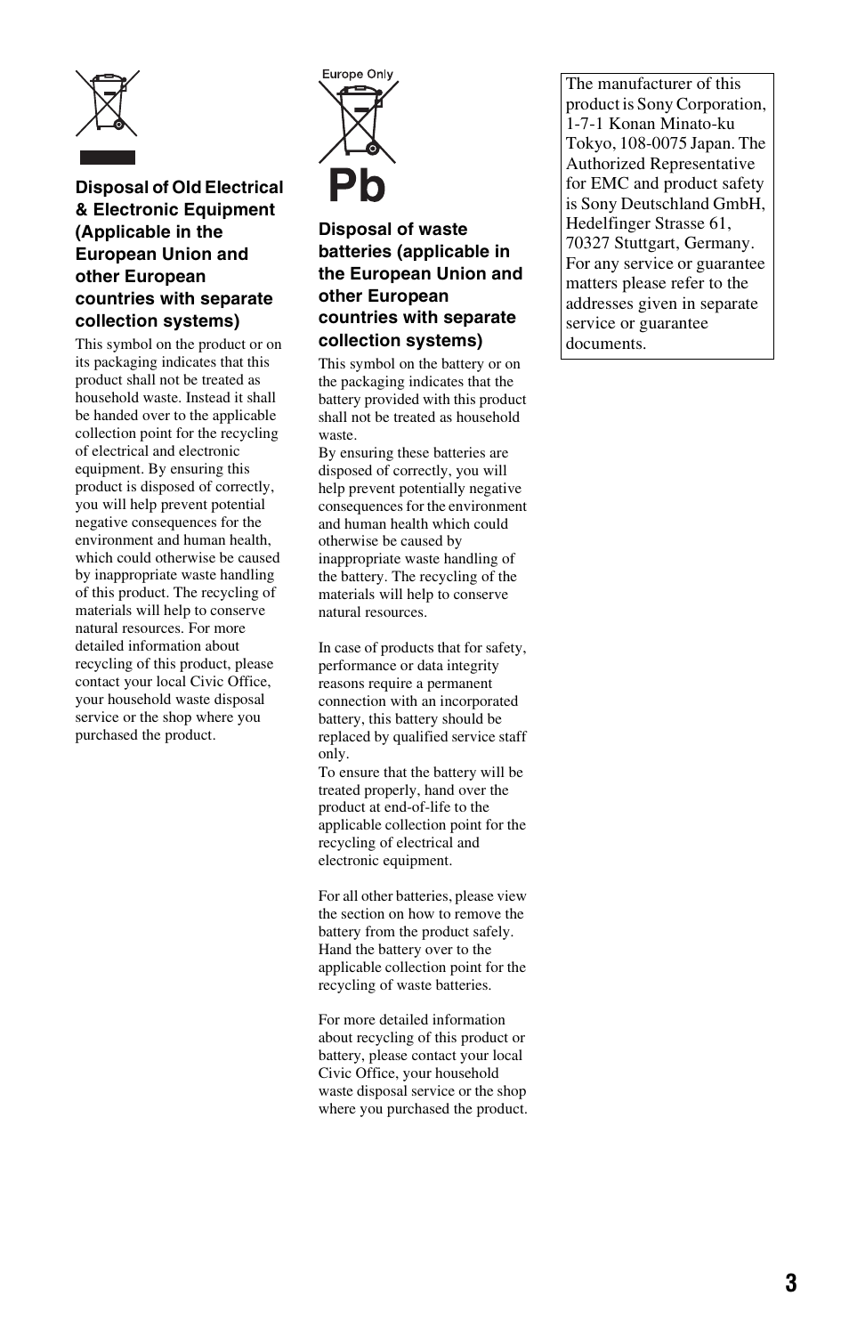 Sony RDR-HXD790 User Manual | Page 3 / 168