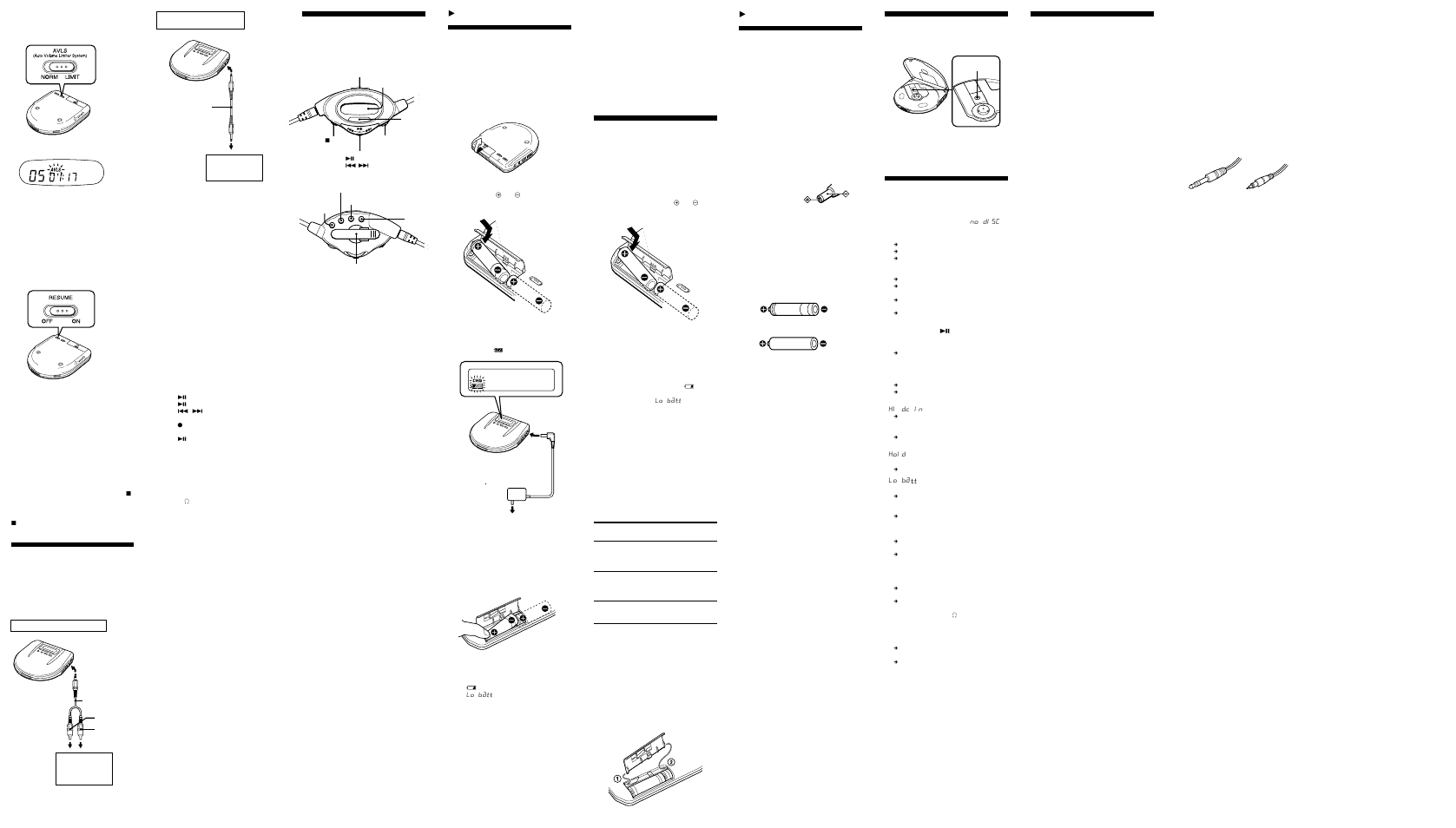 Connecting to other stereo equipment, Using the supplied remote control, Zpower sources using rechargeable batteries | Using dry batteries, Zadditional information precautions, Maintenance, Troubleshooting, Specifications | Sony D-E775 User Manual | Page 2 / 2