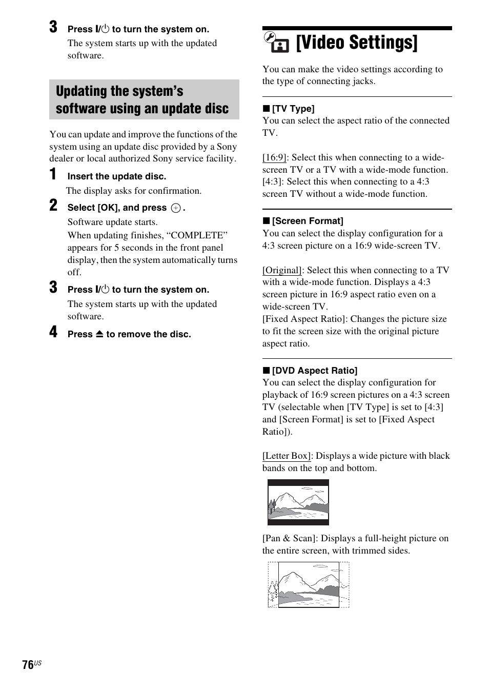 Video settings | Sony BDV-T10 User Manual | Page 76 / 119